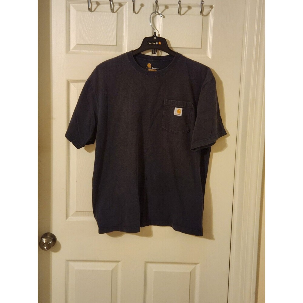 Carhartt Men Size Large Short Sleeve Navy Blue Shirt